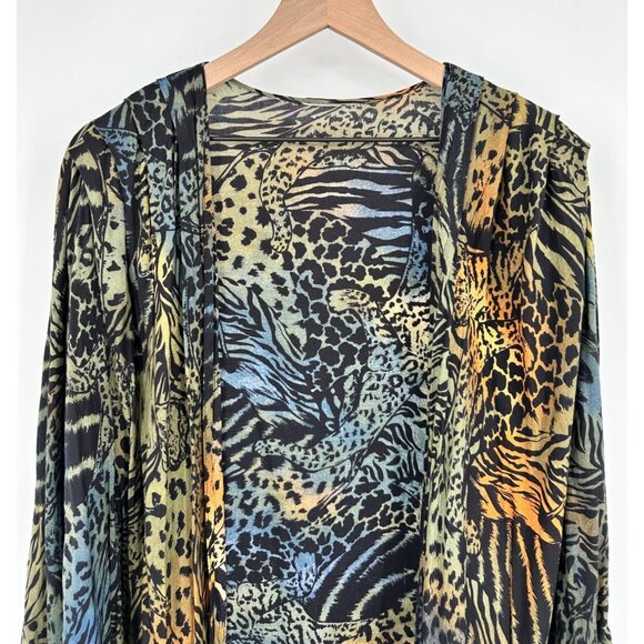 C&A Cocoon Cardigan Women One Size Dolman Sleeve Animal Print Green Blue Orange - Picture 4 of 10